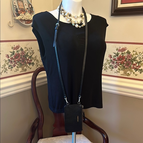 Bandolier phone holstersling mini crossbody bag in black leather